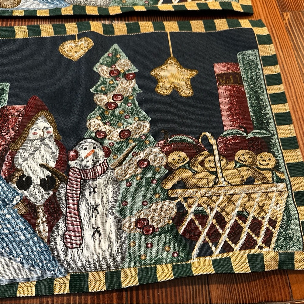 Vtg The Manual Woodworkers Weavers Christmas Tapestry Placemats Set of 2 Howard - Picture 3 of 9